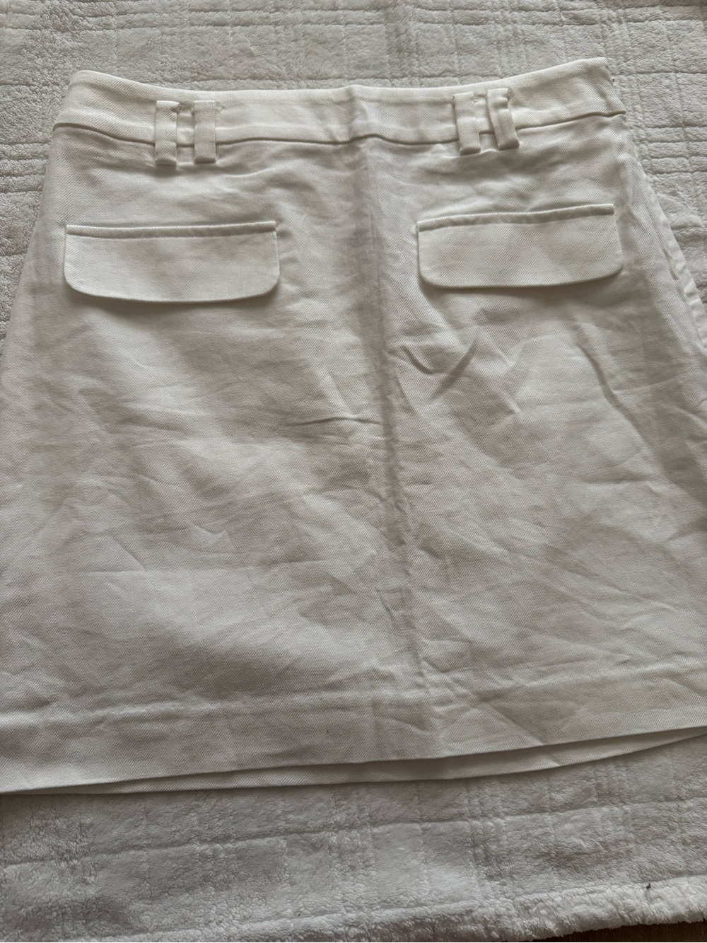 LOFT White Mini Skirt with Flap Pockets